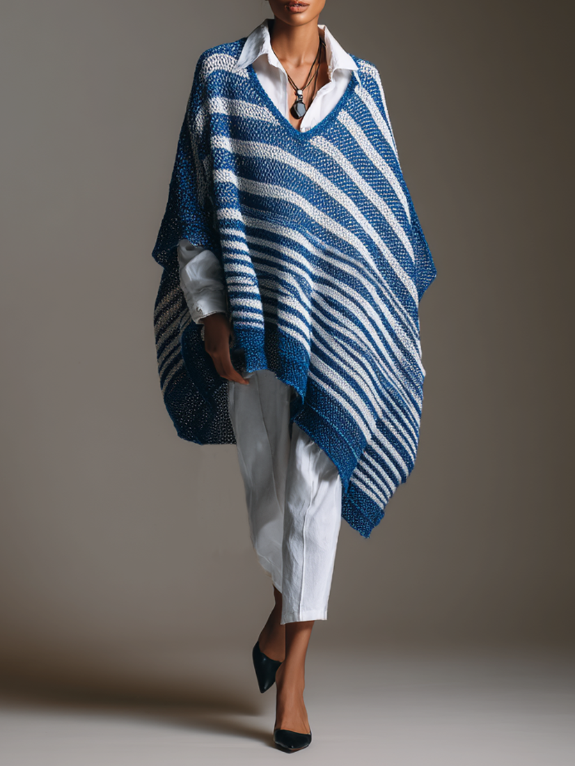 Marguerite | Women's Vintage Striped V-Neck Sweater Dress