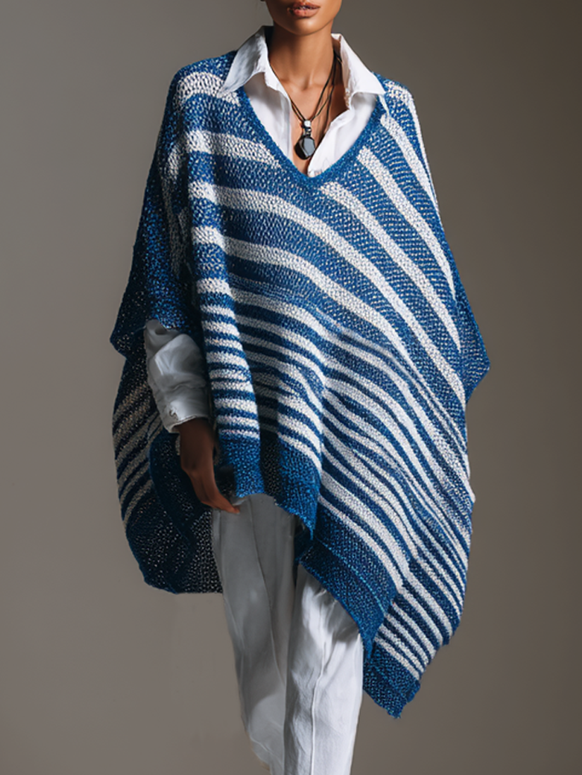 Marguerite | Women's Vintage Striped V-Neck Sweater Dress