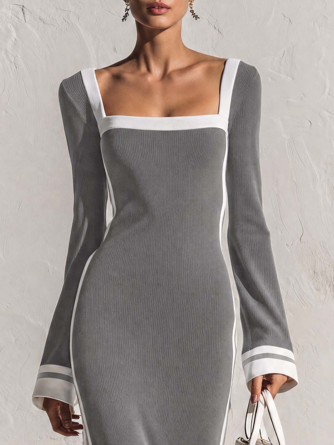 Elowen | Women's Square-Neck Knit Maxi Dress