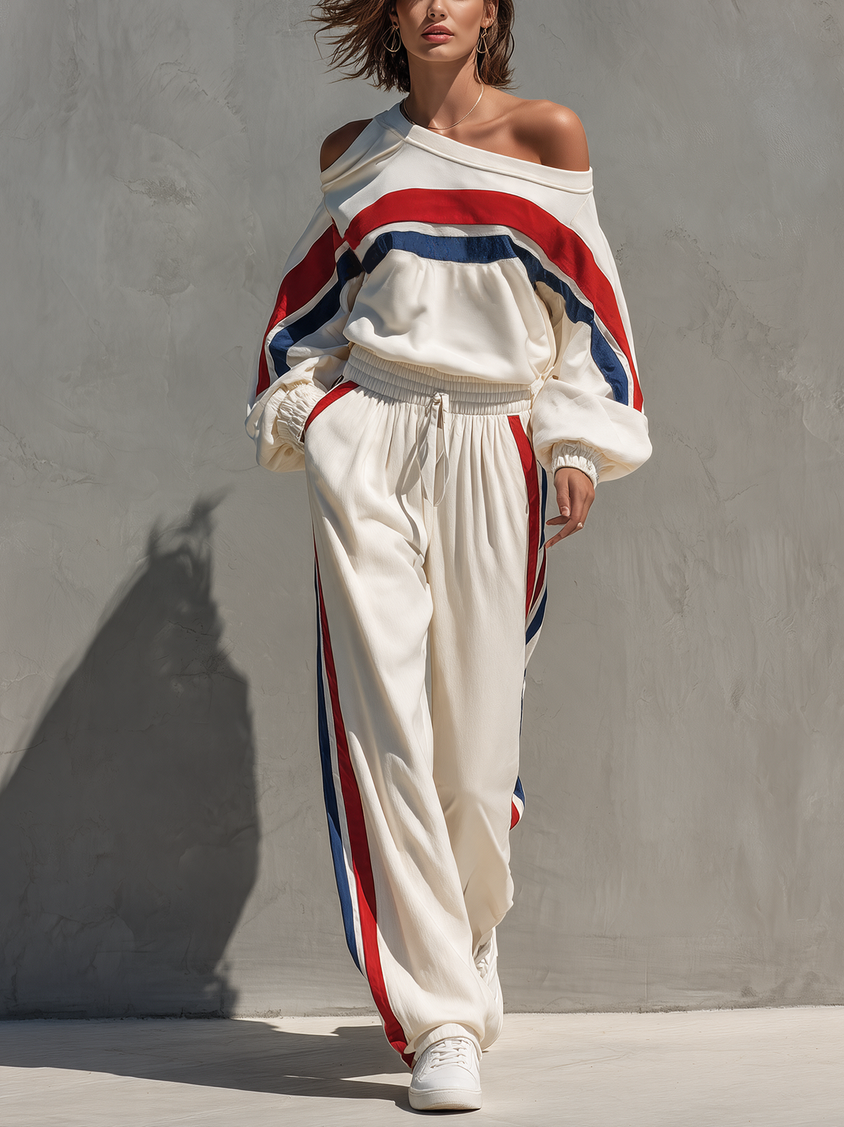 Marielle | Women's Off-Shoulder Sweatshirt and Pants Two-Piece Set
