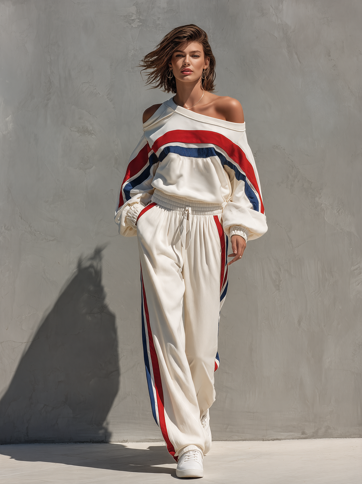 Marielle | Women's Off-Shoulder Sweatshirt and Pants Two-Piece Set