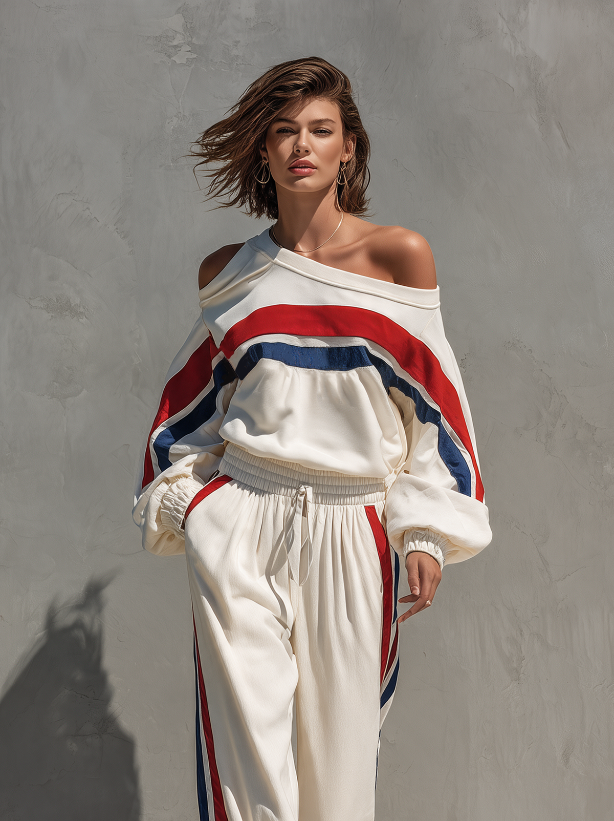 Marielle | Women's Off-Shoulder Sweatshirt and Pants Two-Piece Set