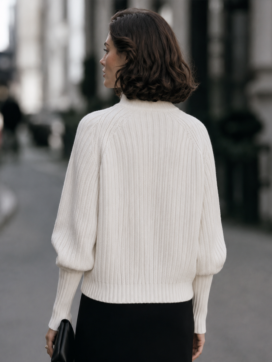 Marielle | Women's Split Mock-Neck Cable-Knit Sweater