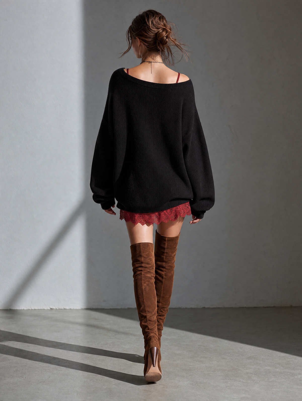 Marisol | Women's Layered Knit Top & Lace Camisole Two-Piece Set