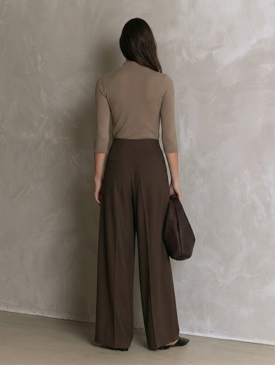 Marielle | Women's Khaki Knit Top and Trouser Two-Piece Set