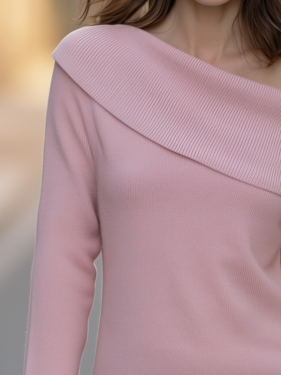 Marisol | Women's Off-Shoulder Foldover Ribbed Knit Sweater