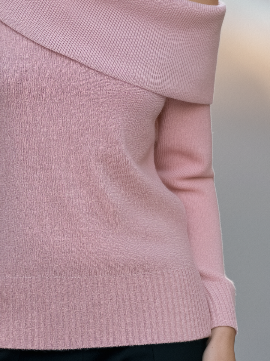 Marisol | Women's Off-Shoulder Foldover Ribbed Knit Sweater