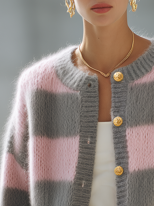 Odessa | Women's Striped Mohair-Blend Oversized Cardigan