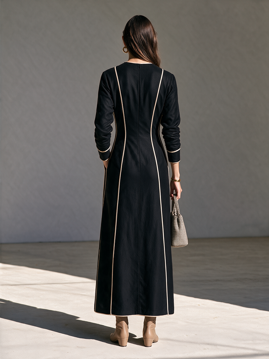 Adeline | Women's Deep U-Neck Belted Maxi Dress