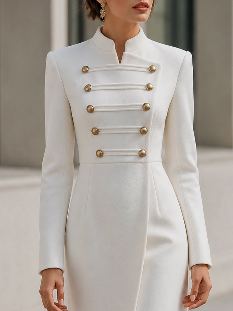 Adelina | Women's Double-Breasted Wrap Midi Coat-Dress with Front Slit