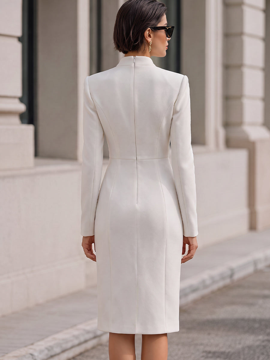 Adelina | Women's Double-Breasted Wrap Midi Coat-Dress with Front Slit