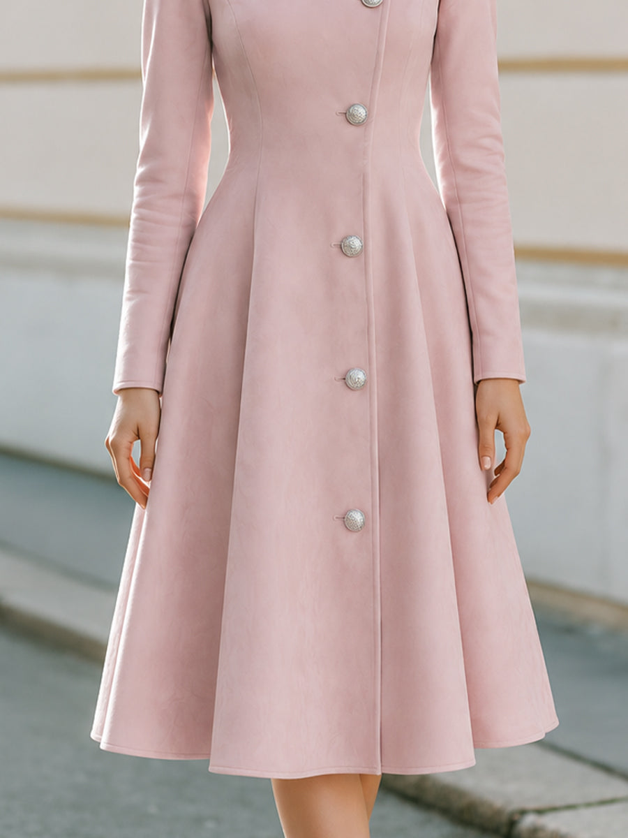 Rosalind | Women's Stand-Collar Fit-to-Flare Midi Coat-Dress
