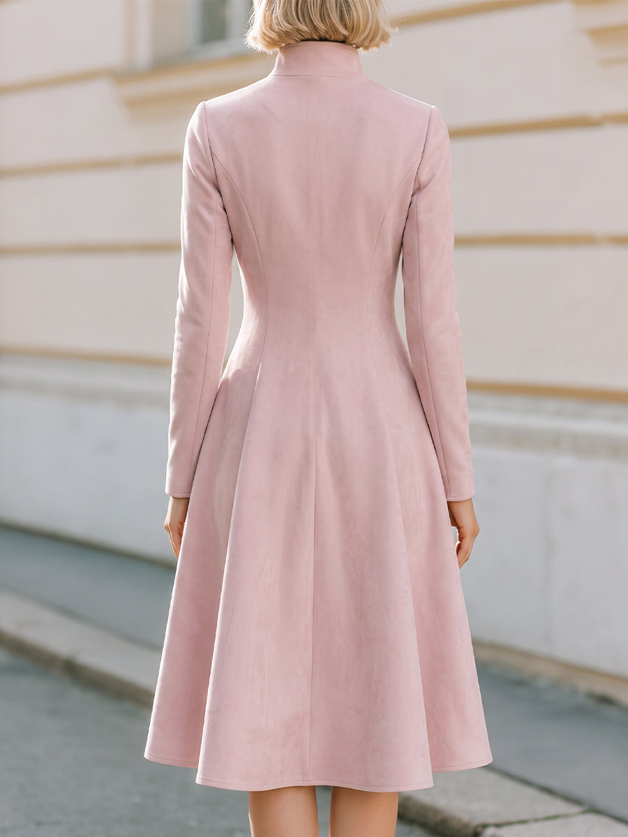Rosalind | Women's Stand-Collar Fit-to-Flare Midi Coat-Dress