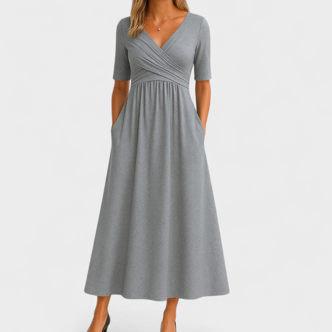 Ida | Women's Wrap-Front Pleated Midi Dress