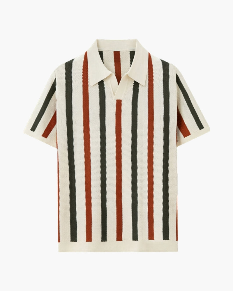 Marina | Women's Striped Knit Zip-Up Polo