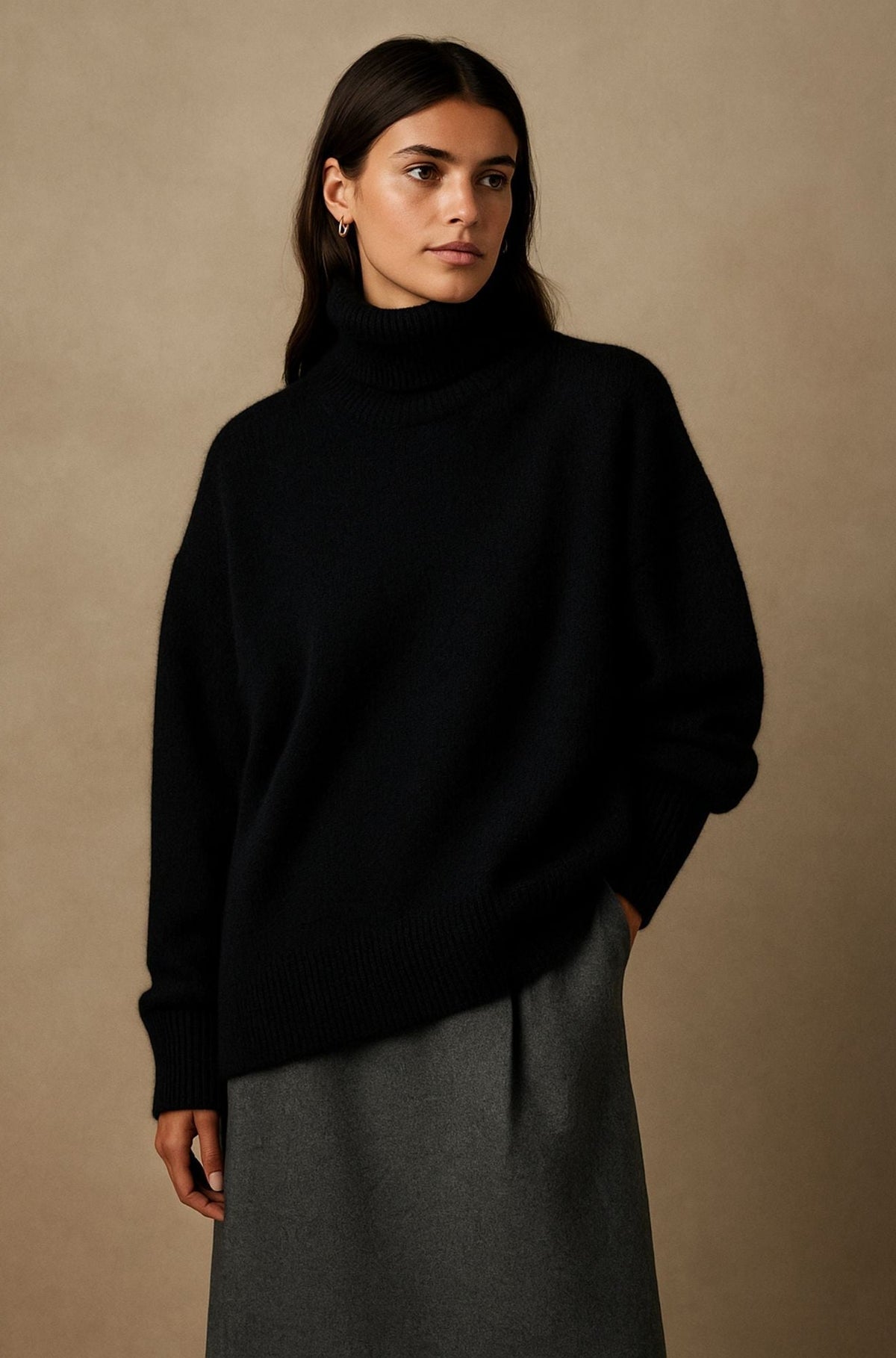 Marlowe | Women's Turtleneck Sweater with Dropped Shoulders