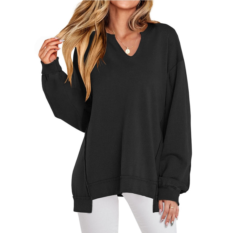Ember | Women's Oversized V-Neck Sweatshirt Tunic Long Sleeve