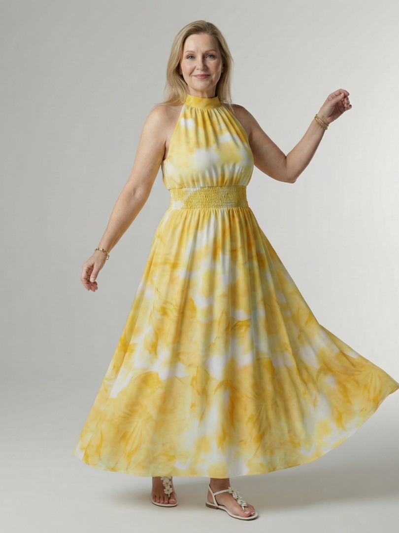 Adalyn | Women's Gathered Halter Midi Dress