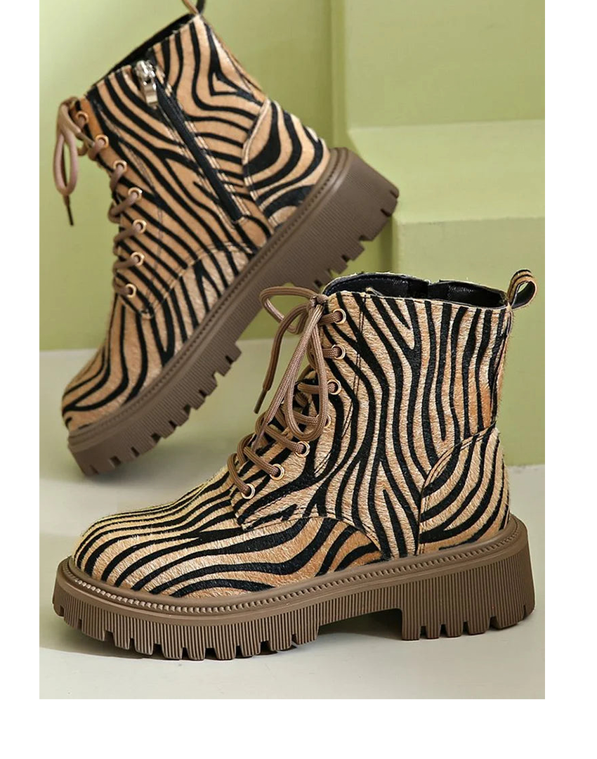 Jemima | Zebra Lace-Up Boots