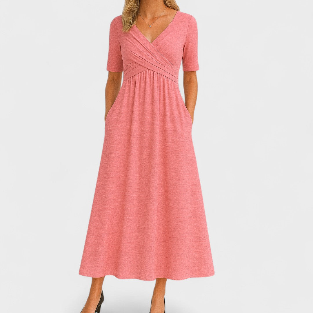 Ida | Women's Wrap-Front Pleated Midi Dress