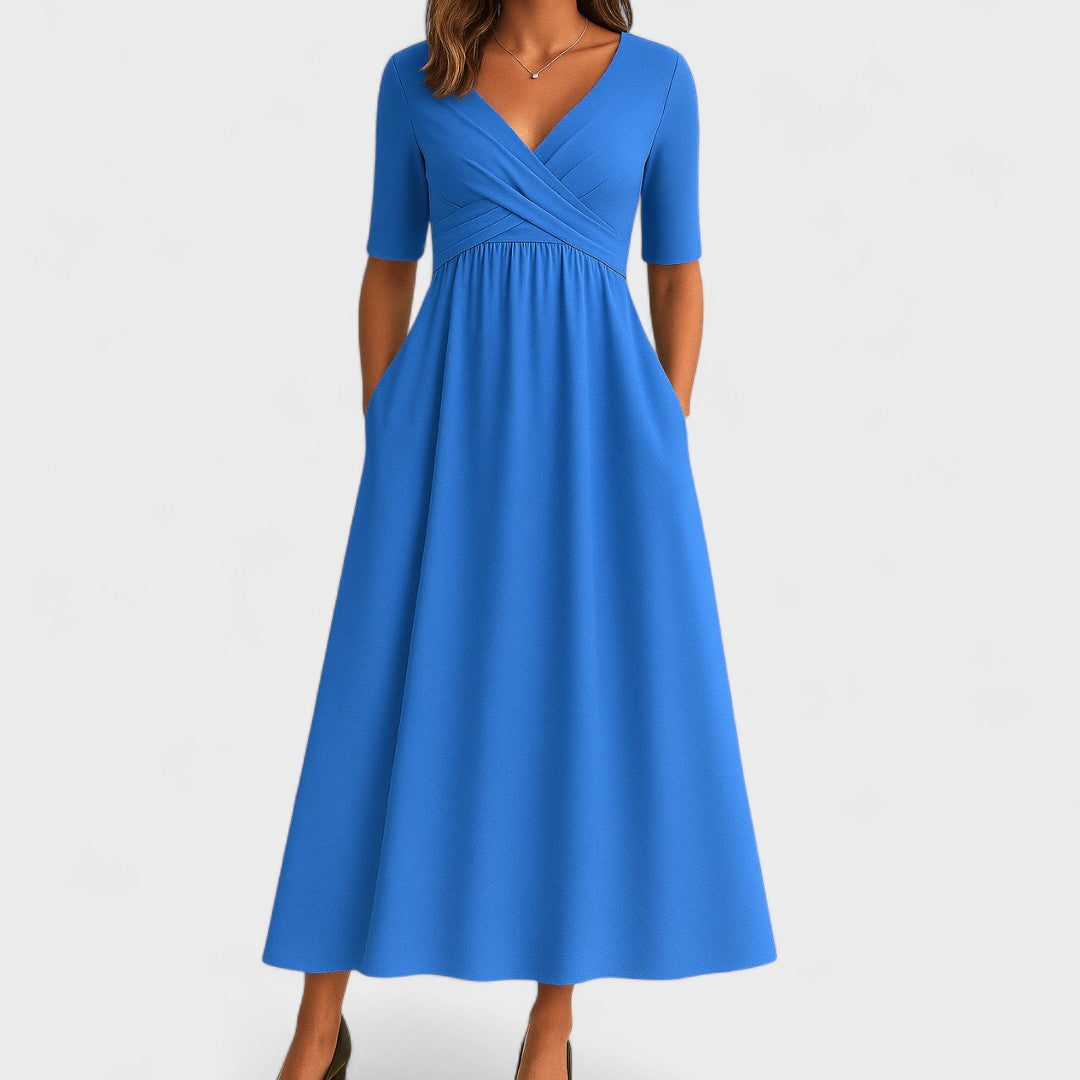 Ida | Women's Wrap-Front Pleated Midi Dress