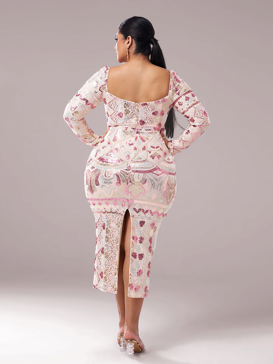 Seraphina | Women's Plus Size Sequin Split Midi Dress