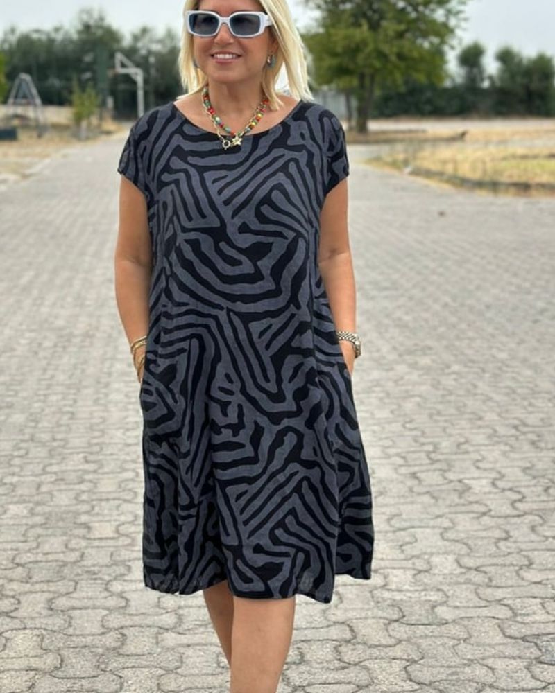 Christina | Summer Dress with Round Neck and Elegant Print
