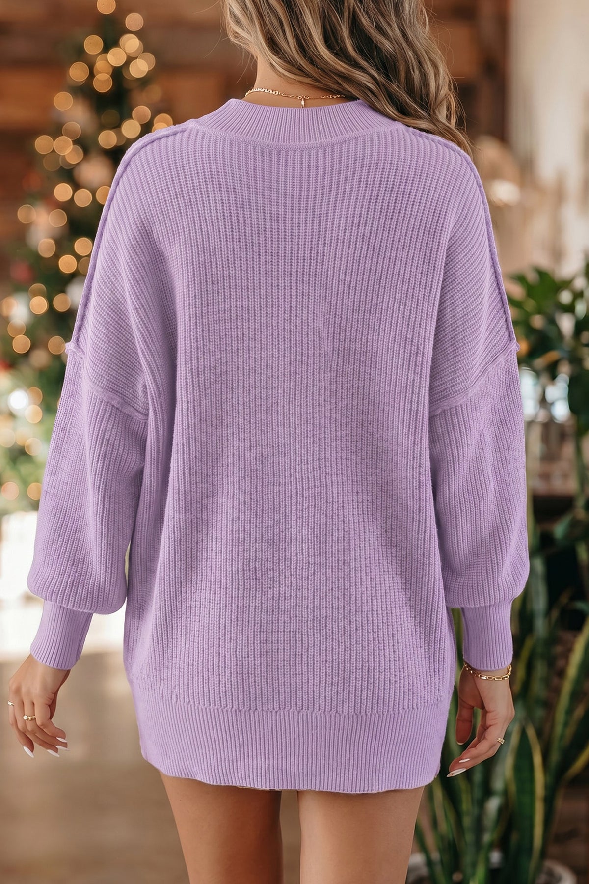 Orchid | Women's Ribbed Knit Stand-Neck Pullover Sweater