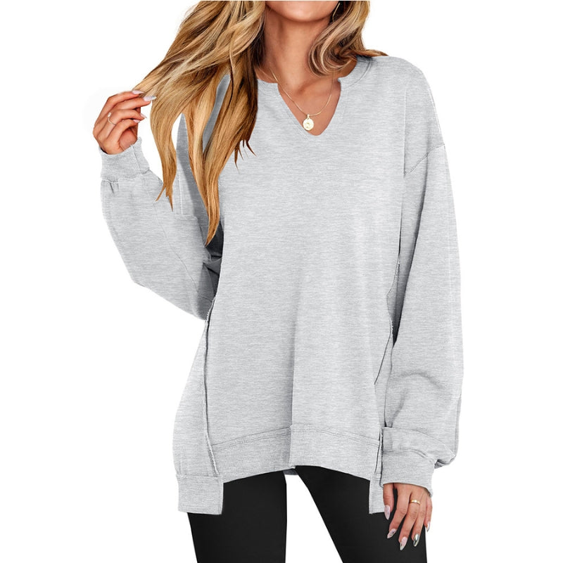 Ember | Women's Oversized V-Neck Sweatshirt Tunic Long Sleeve