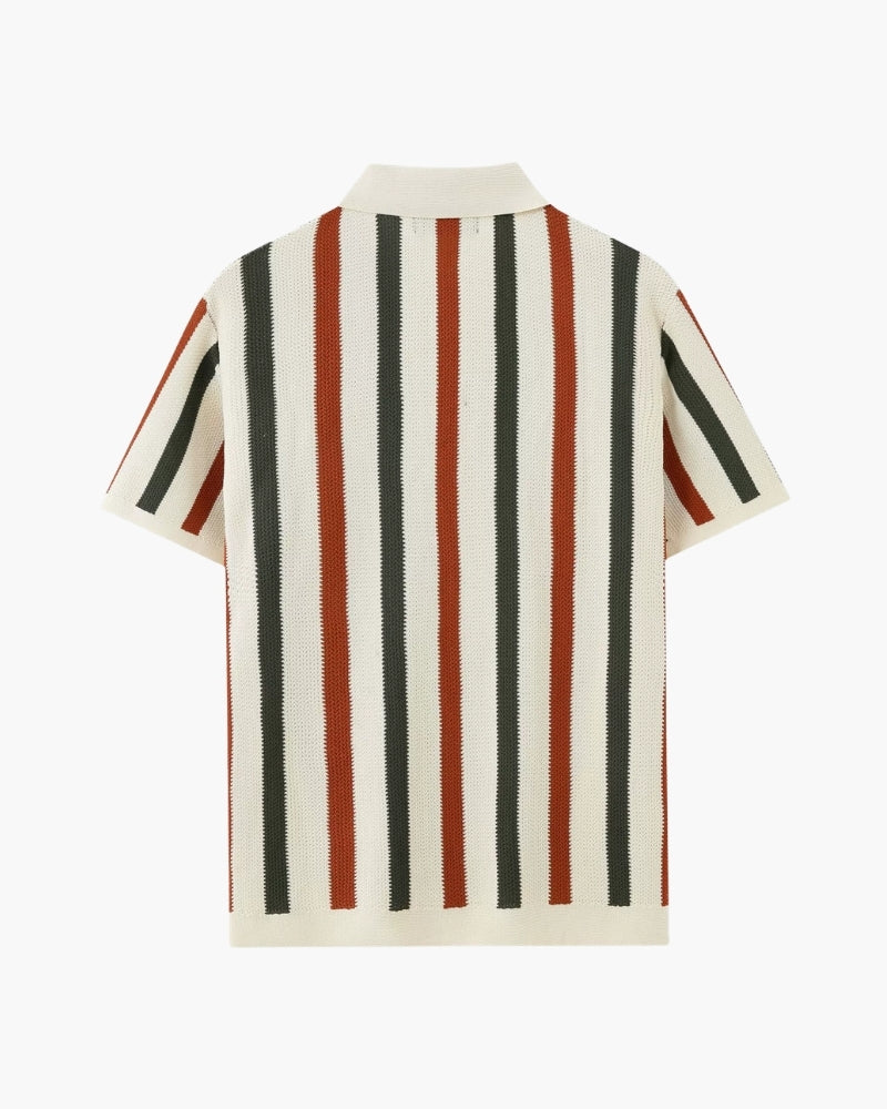 Marina | Women's Striped Knit Zip-Up Polo