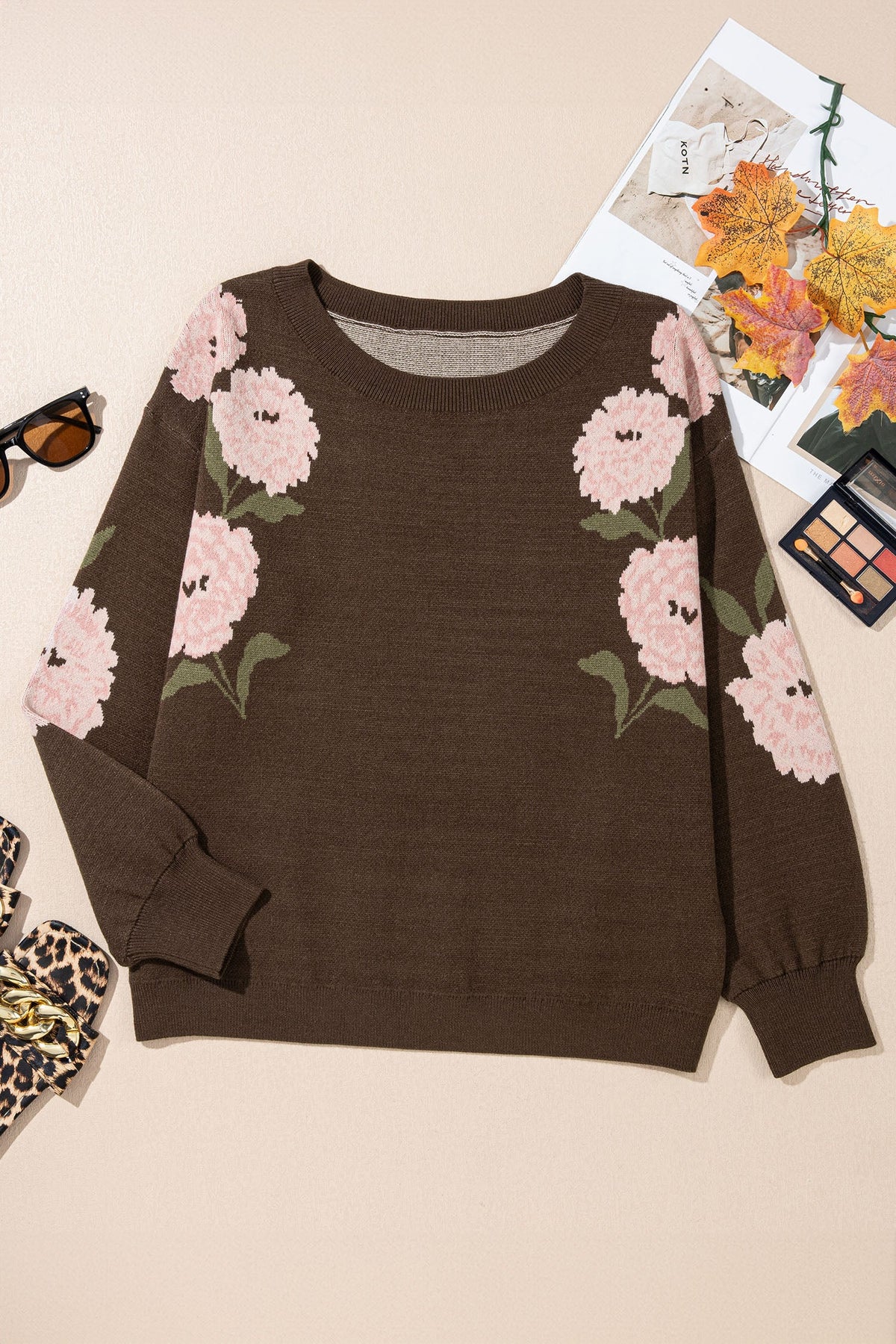 Marielle | Women's Floral Off-Shoulder Relaxed Pullover Sweater