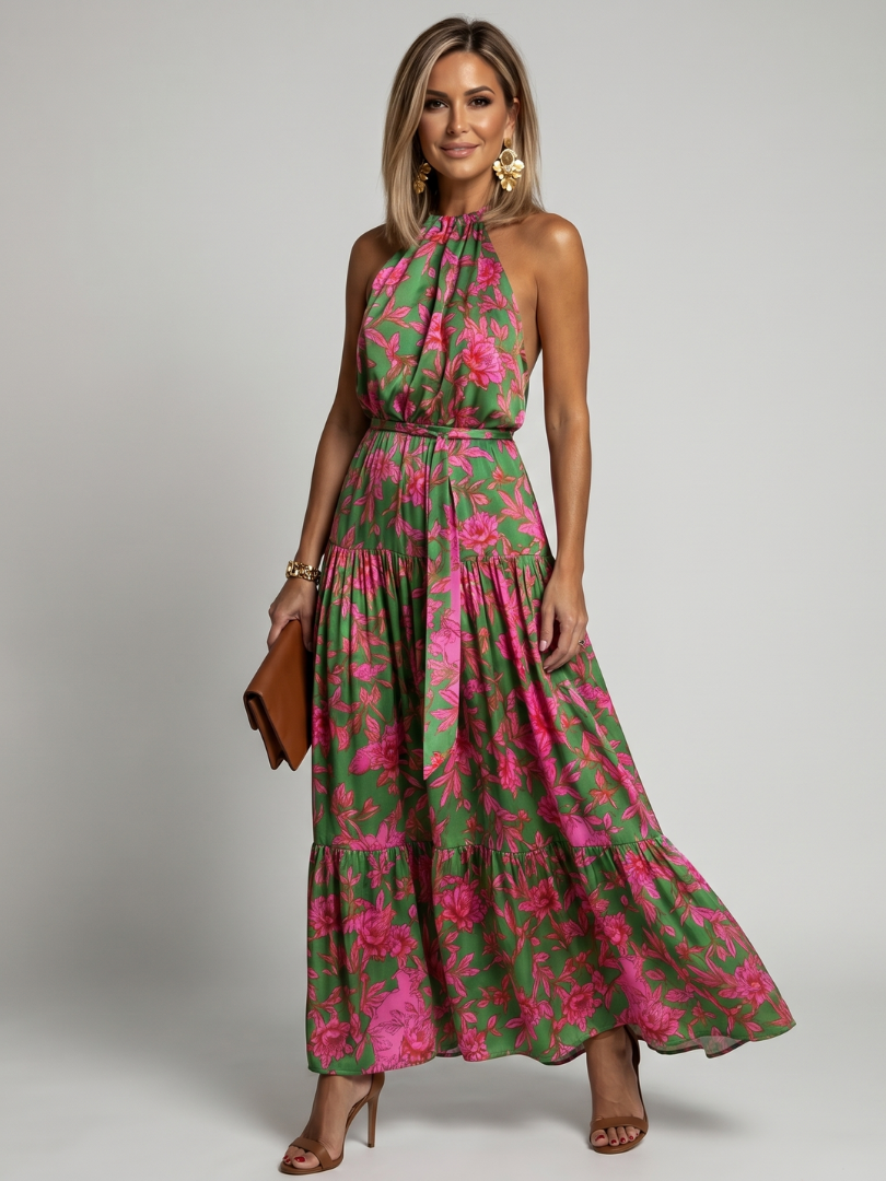 Rowen | Women's Draped Halter Midi Dress