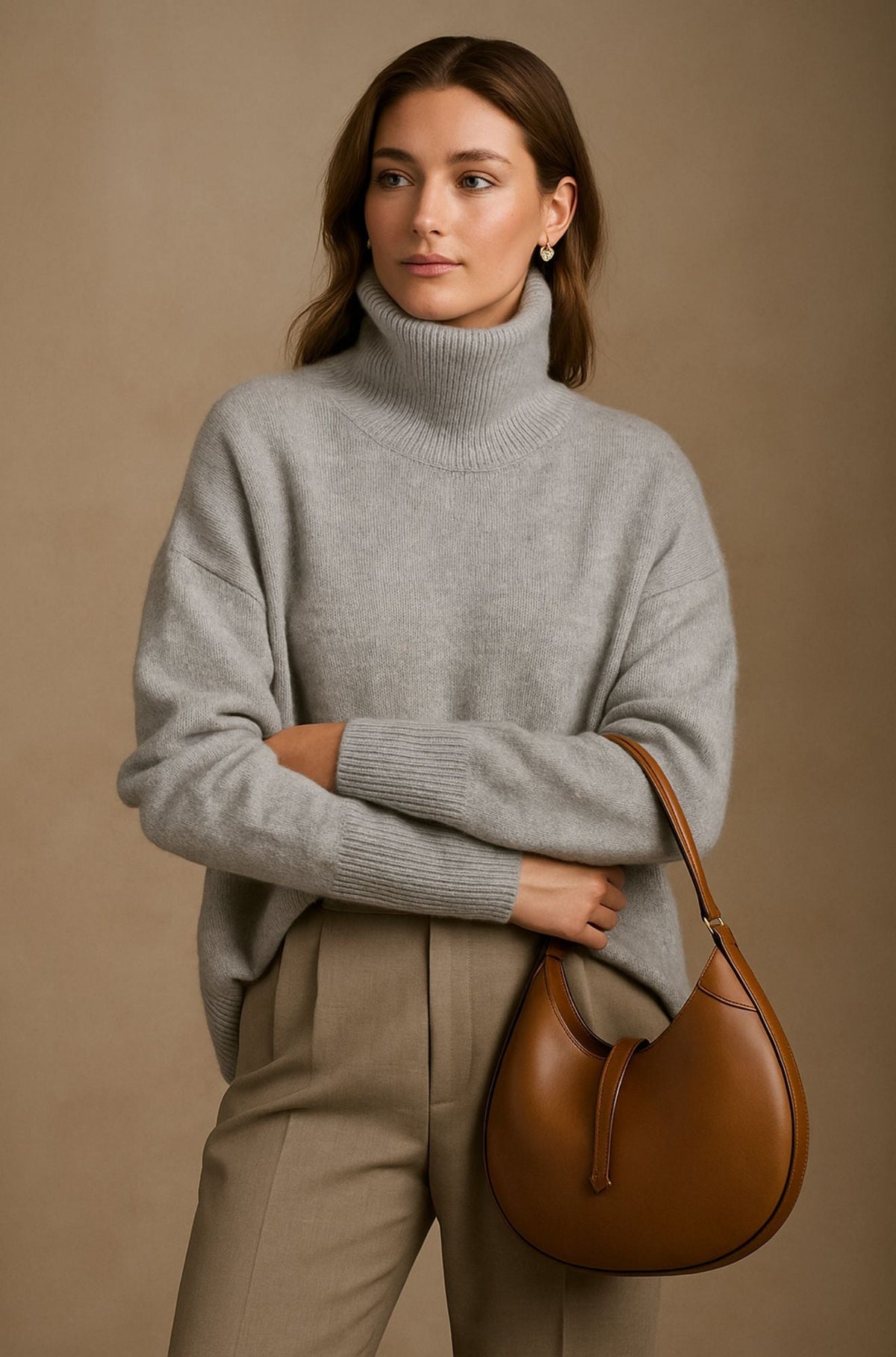 Marlowe | Women's Turtleneck Sweater with Dropped Shoulders