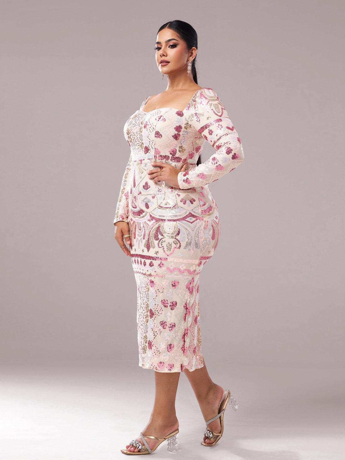Seraphina | Women's Plus Size Sequin Split Midi Dress