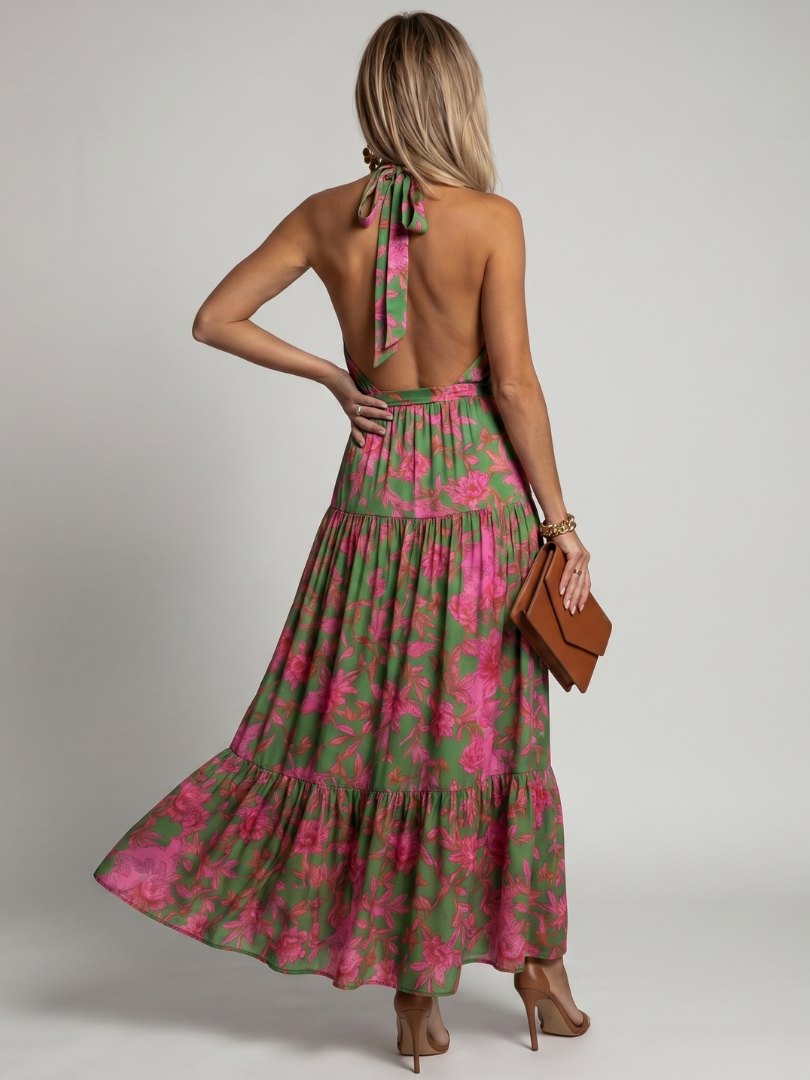 Rowen | Women's Draped Halter Midi Dress