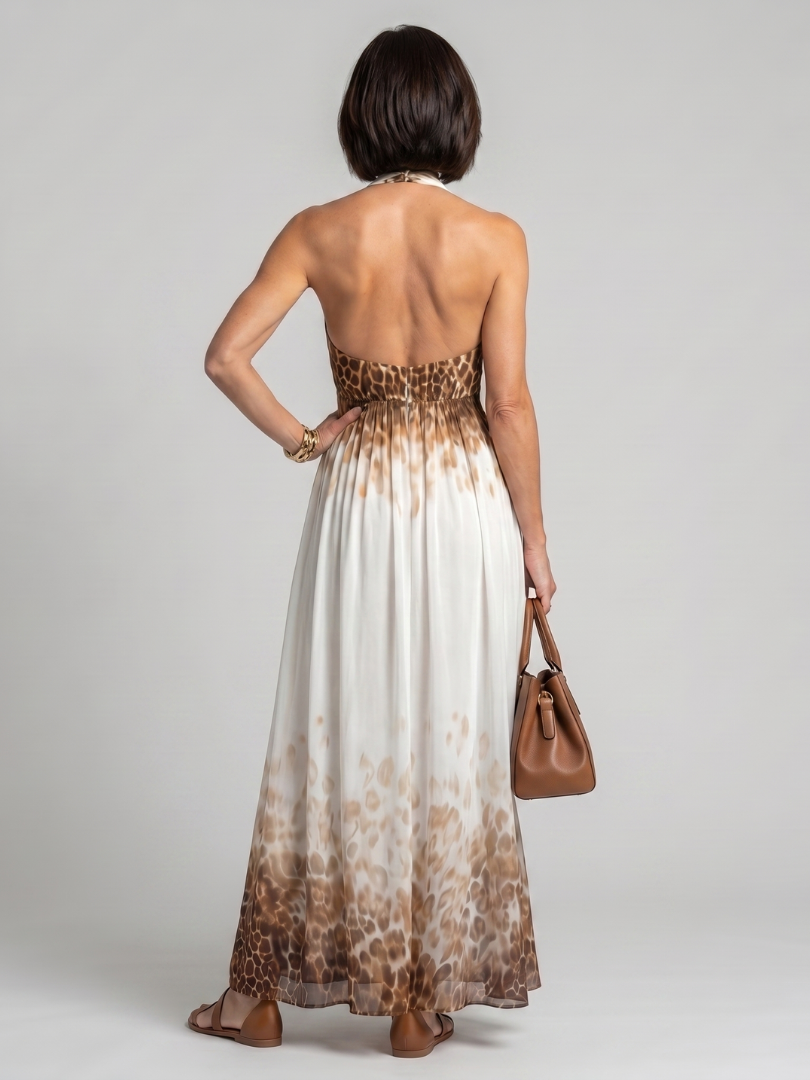 Marielle | Women's Pleated V-Neck White Midi Dress