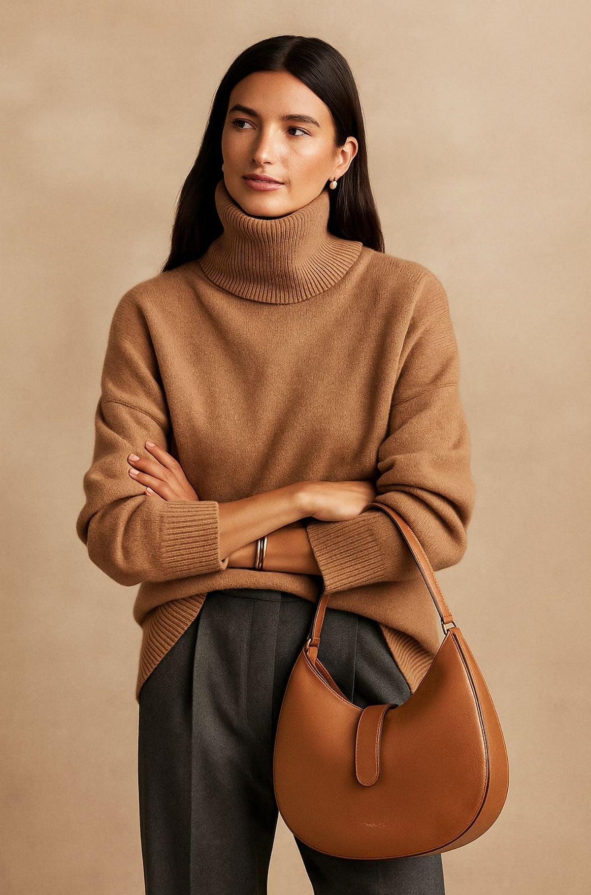 Marlowe | Women's Turtleneck Sweater with Dropped Shoulders