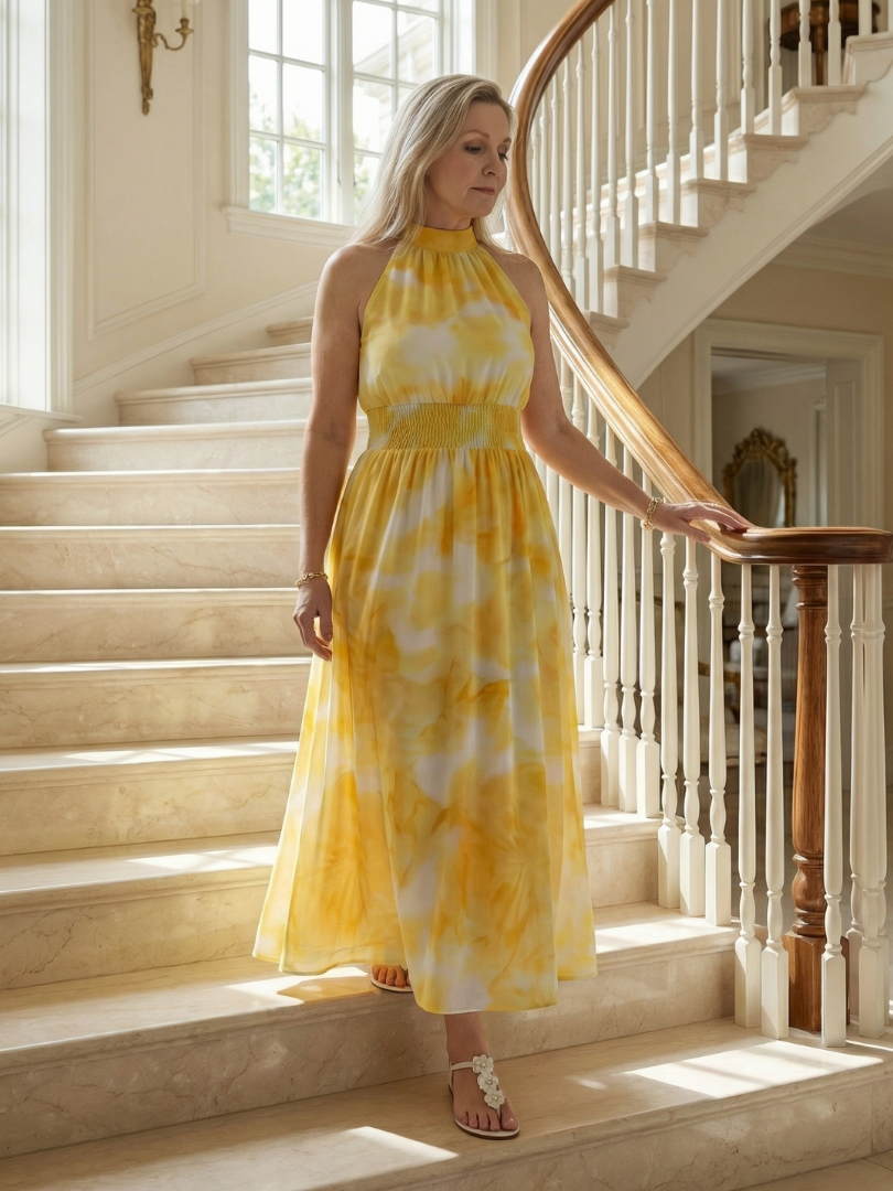 Adalyn | Women's Gathered Halter Midi Dress