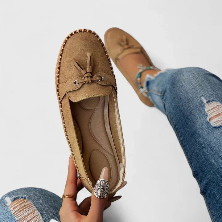 Clea | Suede Bow Loafers Slip-On Moccasin Flat Shoes