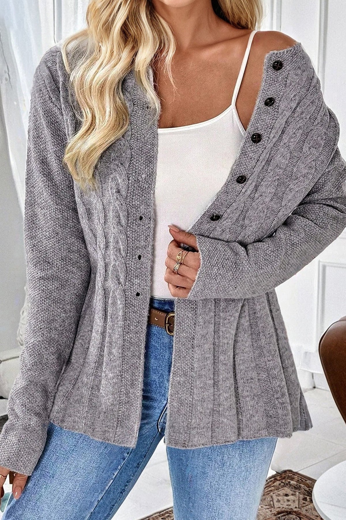 Marianne | Women's Cable Knit Long Cardigan Sweater