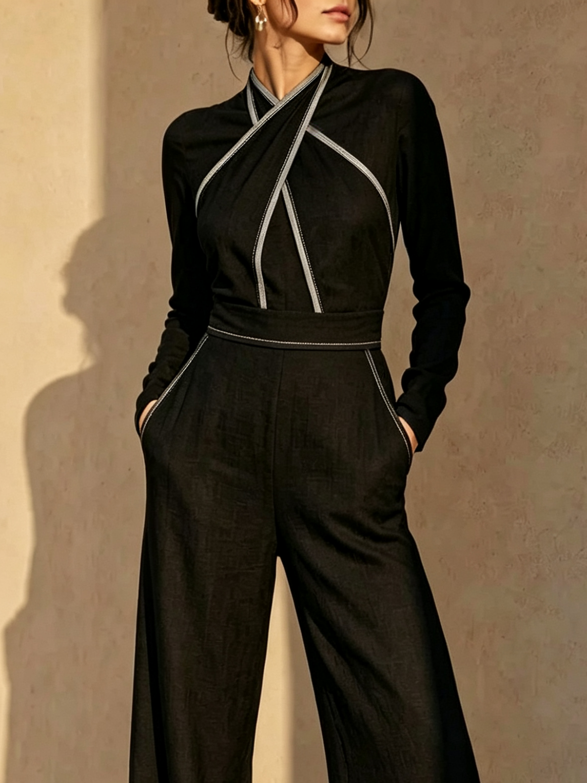 Marielle | Women's Wrap Top & Wide-Leg Palazzo Pants Two-Piece Set