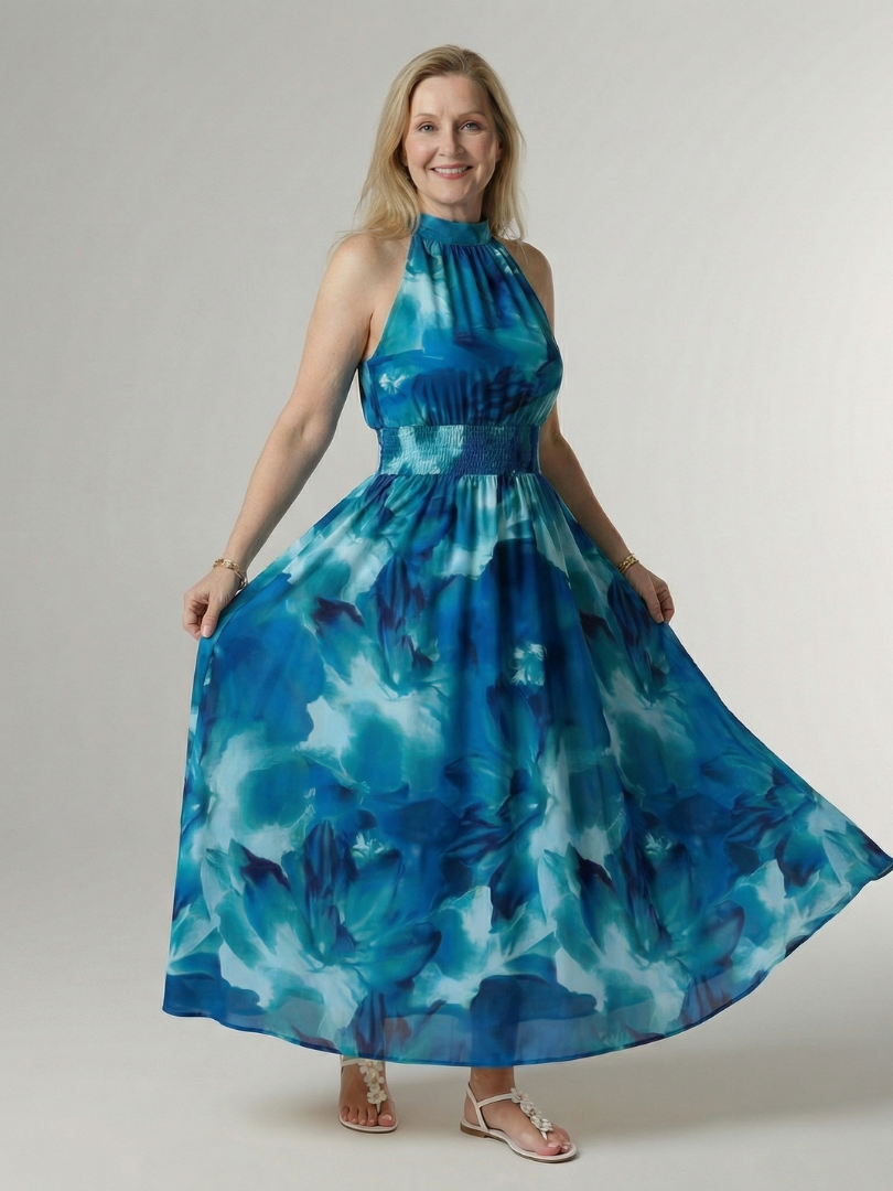Adalyn | Women's Gathered Halter Midi Dress