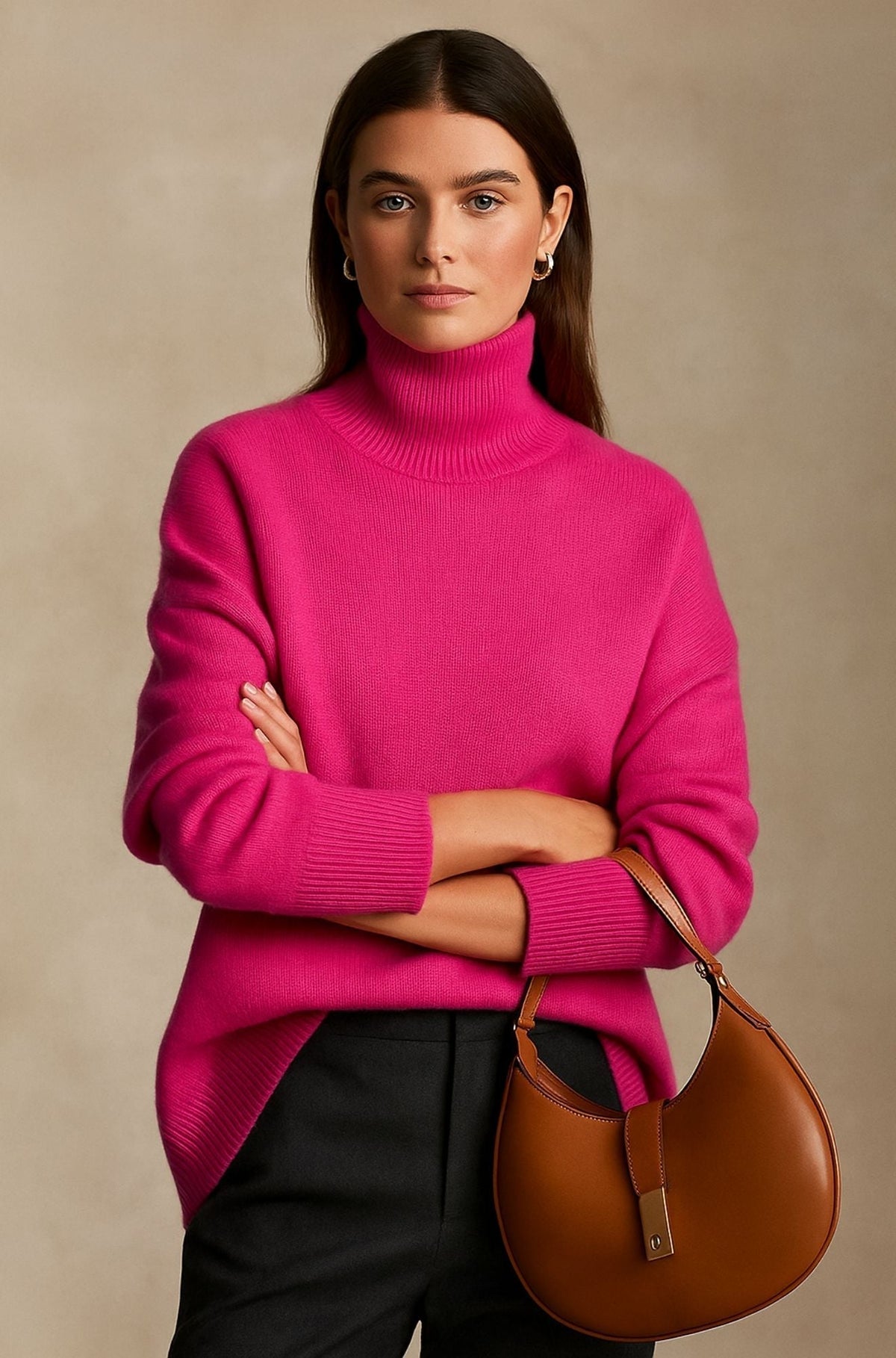 Marlowe | Women's Turtleneck Sweater with Dropped Shoulders