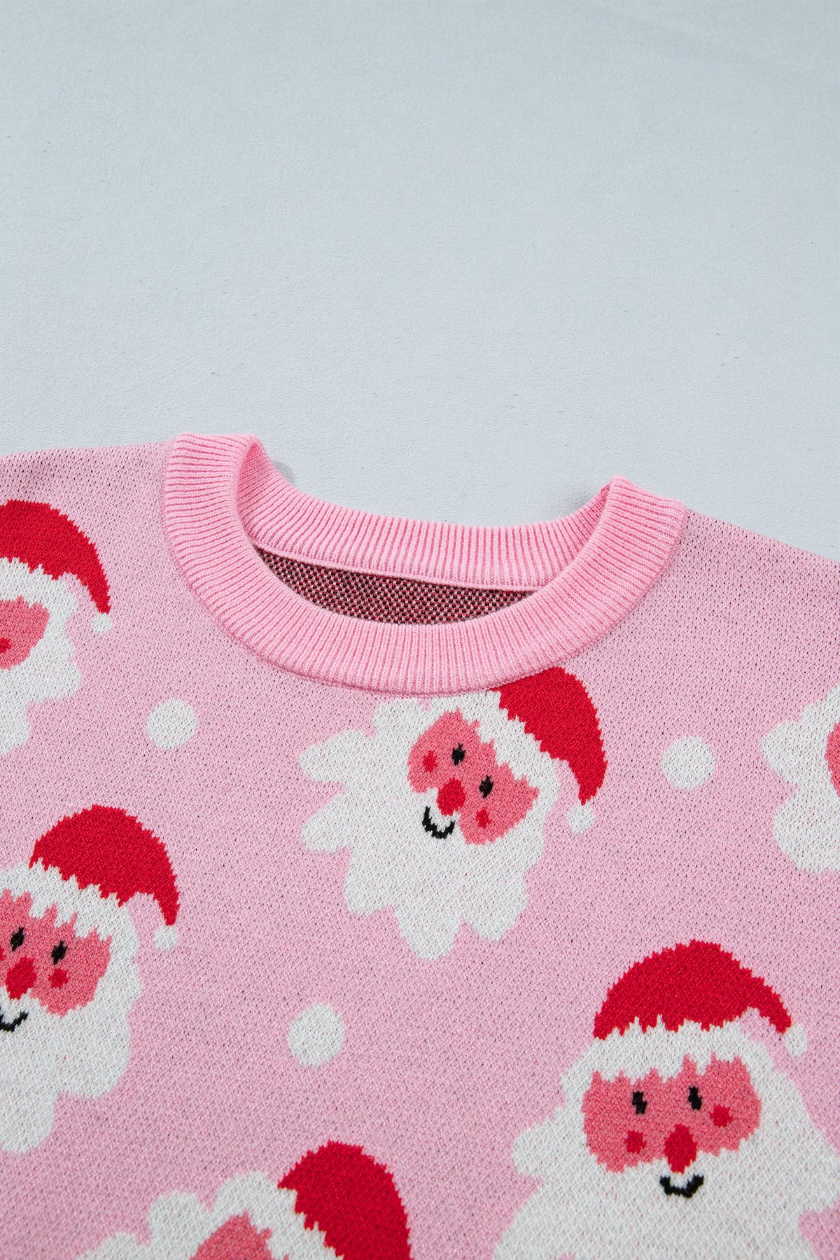 Noelle | Women's Santa Print Round Neck Dropped-Shoulder Sweater