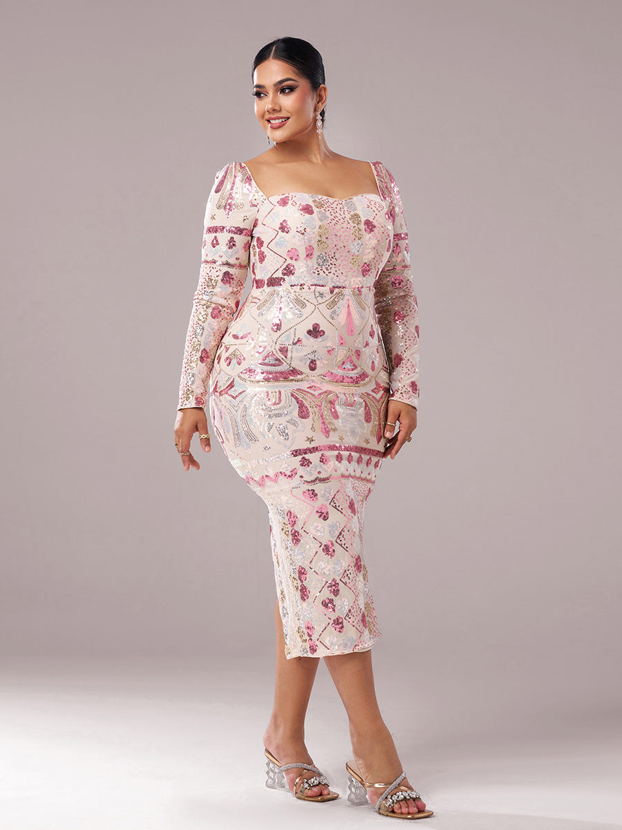Seraphina | Women's Plus Size Sequin Split Midi Dress