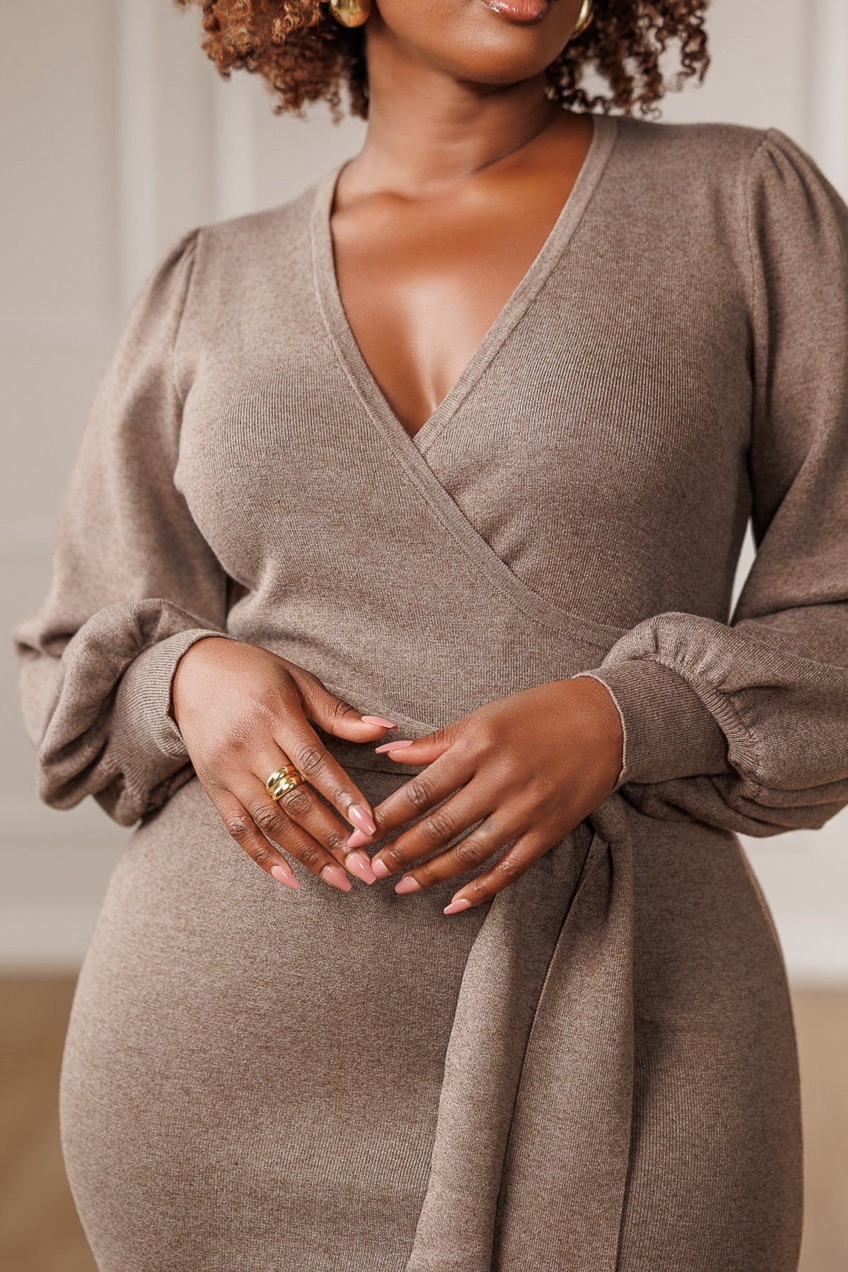 Marielle | Women's Surplice Wrap Sweater Knit Dress