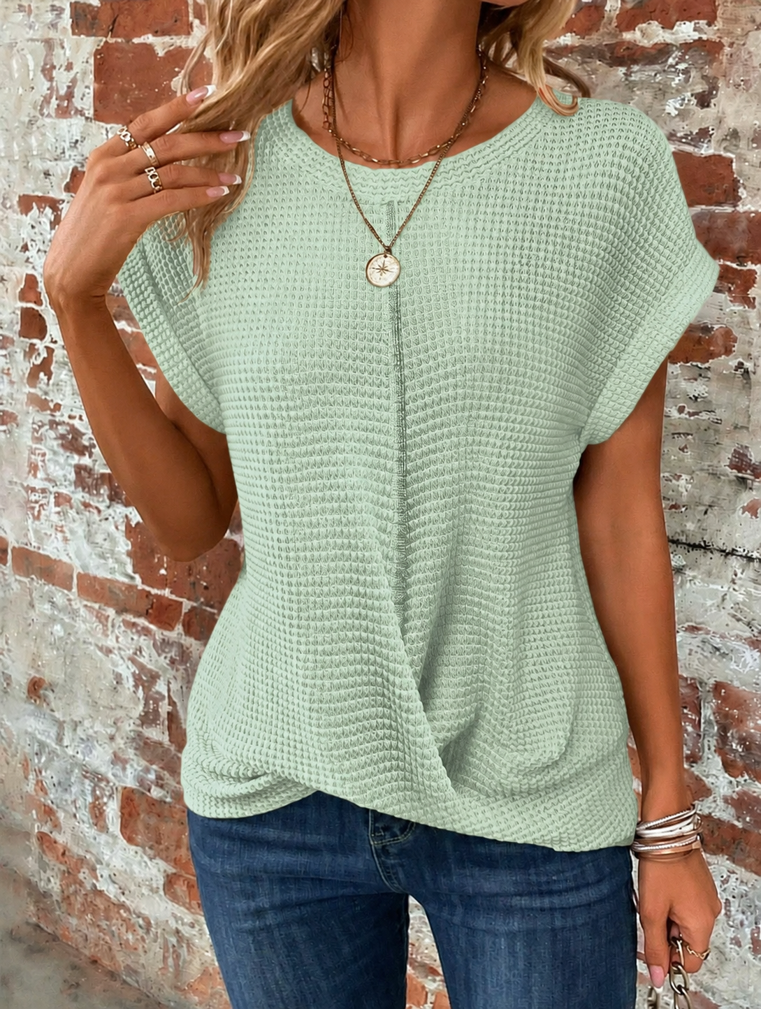 Sylvia | Waffle Knit Casual Tee