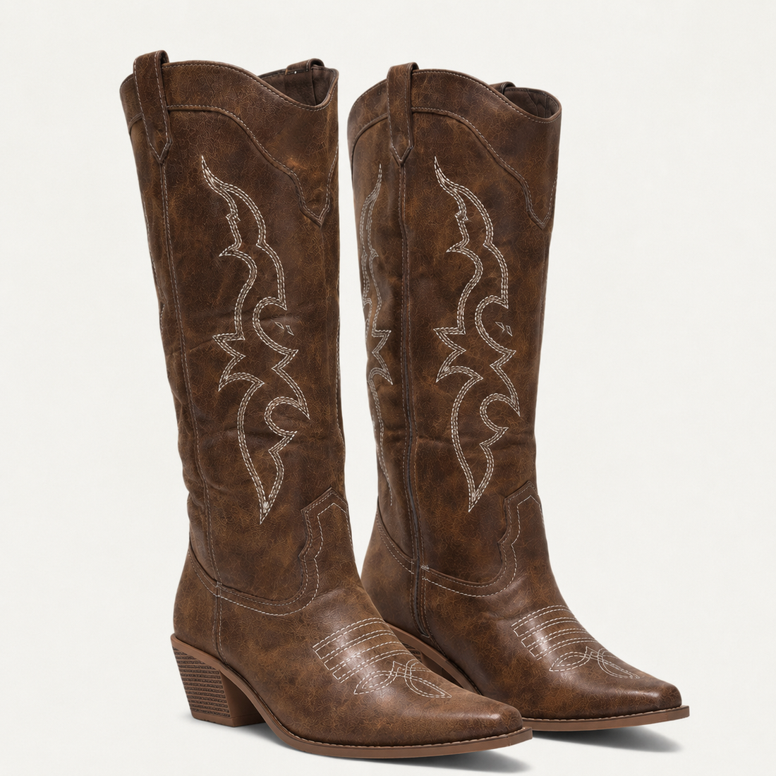 Mella | Western Calf High Pointed Toe Boots for Women