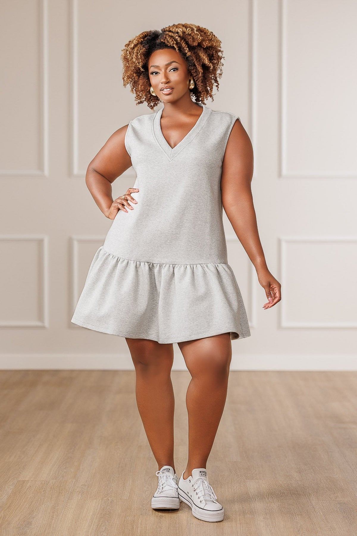 Mina | Women's Ruffle Hem Knit Mini Dress