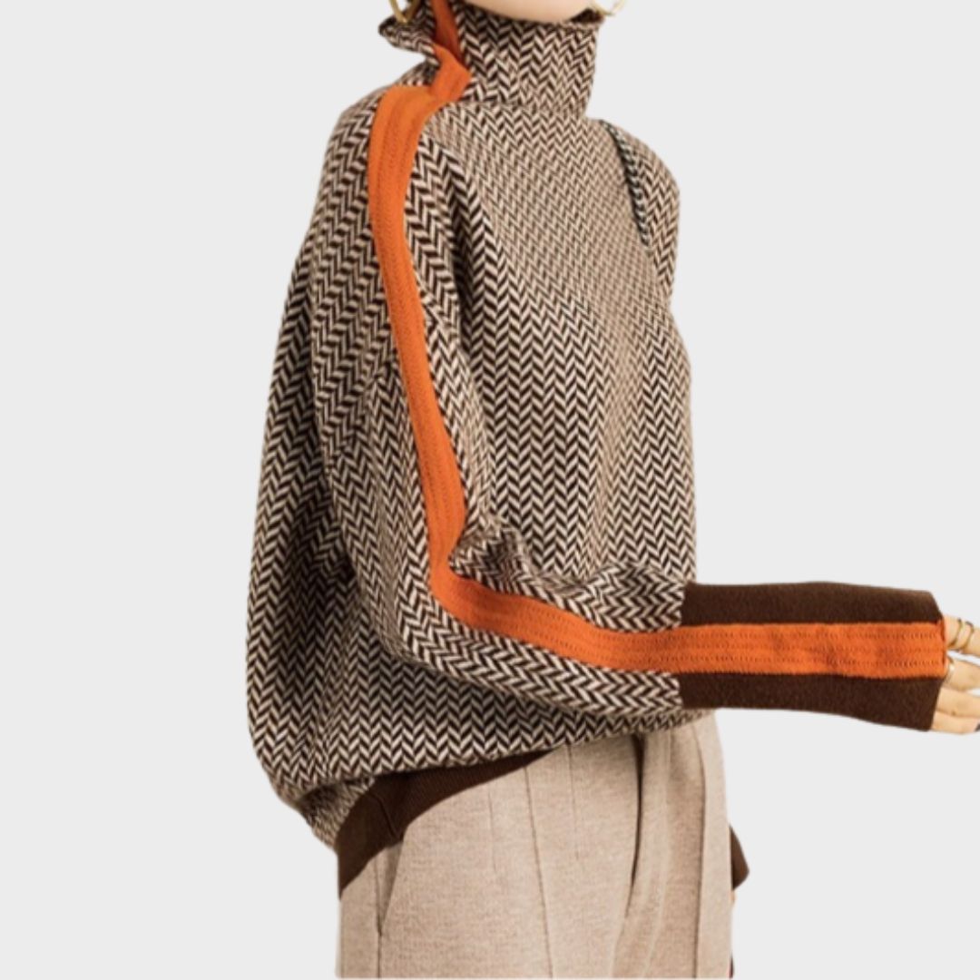 Piper | Women's Herringbone Turtleneck Knit Sweater